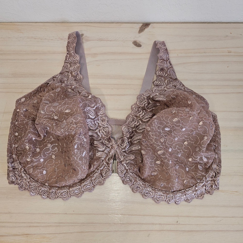 Amoureuse 42DDD Embroidered Floral Bra Front Clasp Underwire